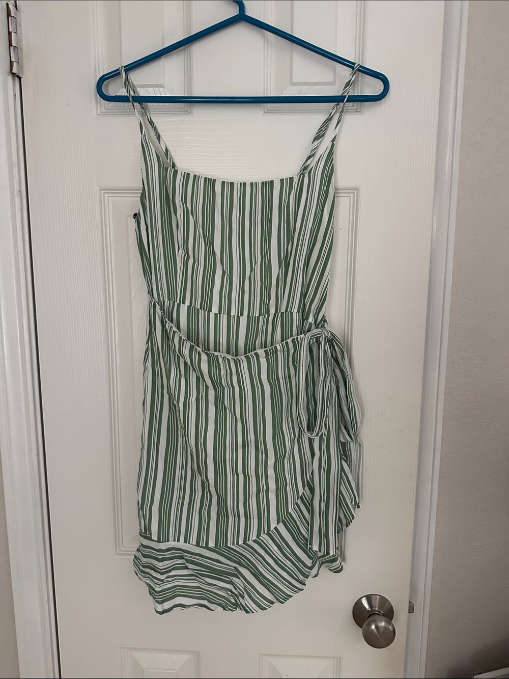 Forever 21 Green and White Striped Mini Wrap Dress